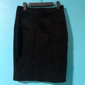Magaschoni 2 Solid Black Suede Fitted Skirt